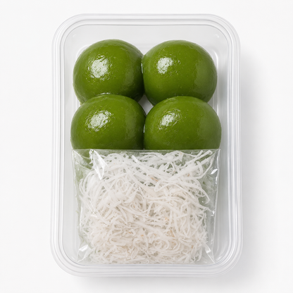 Khanom Tom Bai Toey | Pandan Coconut Rice Balls