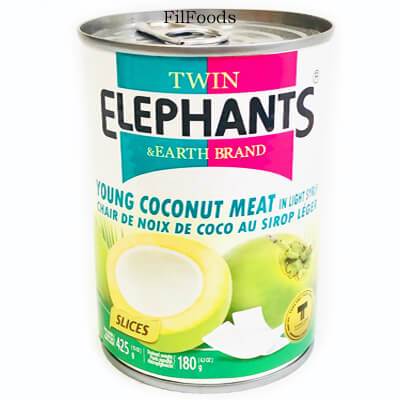 Twin Elephants and Earth Young Coconut Meat in Syrup